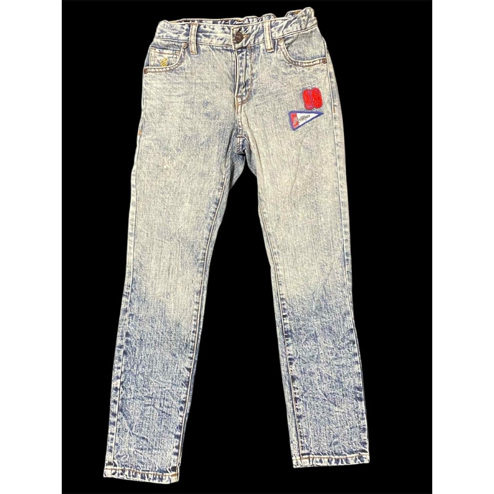 Rocawear Y2K Kids Jeans Acid Wash Distressed Patch Detail Size 10 Vintage